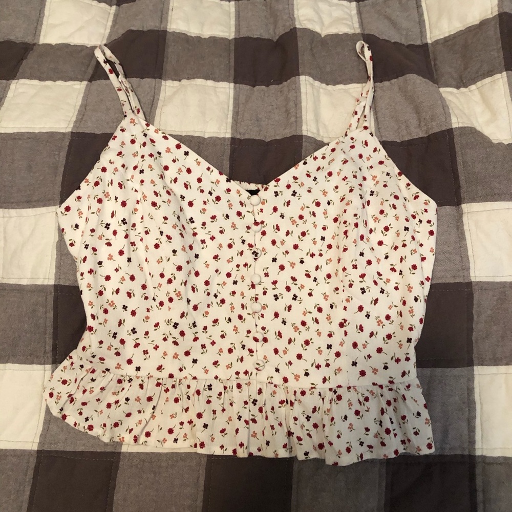 Forever 21 Floral Button Peplum Tank